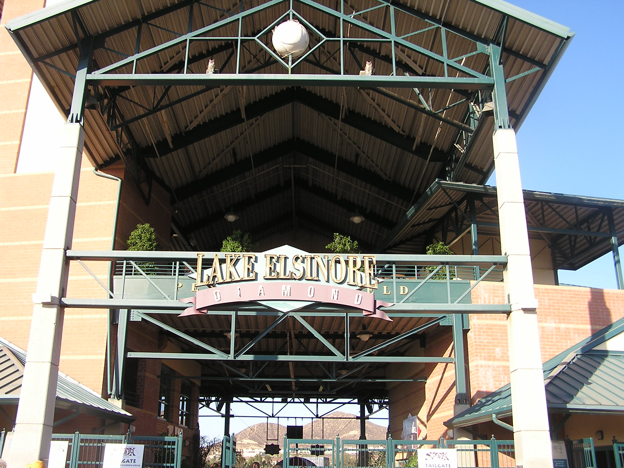 A triangled entranceway greets fans at Lake Els